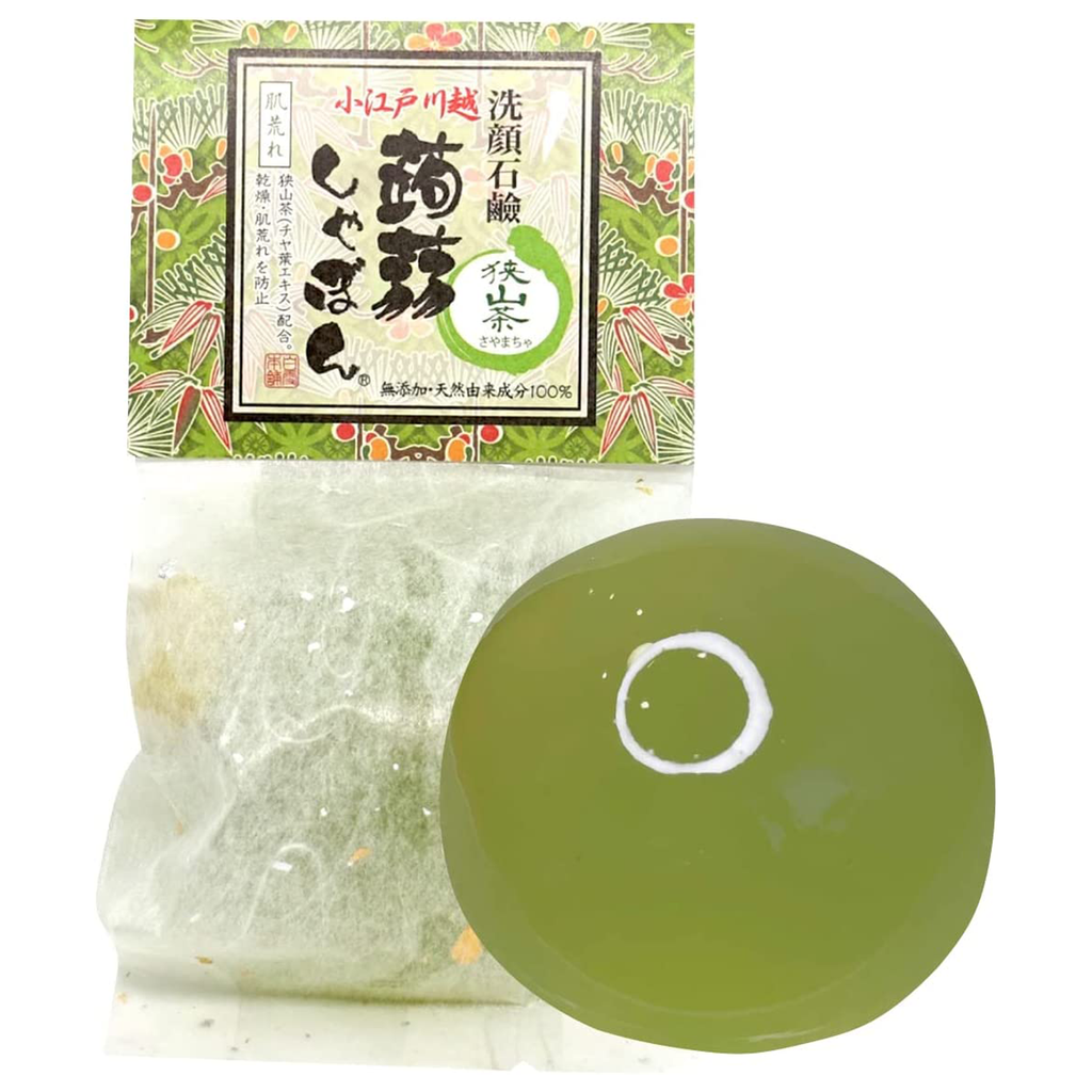洗顔 洗顔石鹸 川越蒟蒻しゃぼん 狭山茶（さやまちゃ） – 蒟蒻しゃぼん